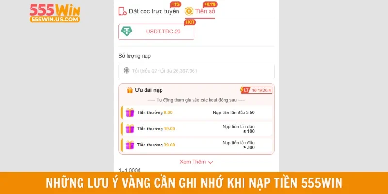Những lưu ý vàng cần ghi nhớ khi nạp tiền 555win